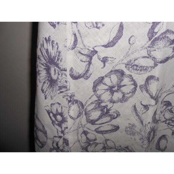 GAP Women's Square Neck Linen Cotton Tank Ruffle Bib Size L White Grey Floral - Picture 4 of 6